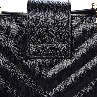 Saint Laurent Grain De Poudre Matelasse Chevron Monogram Shopping Bag Black 9 of 14