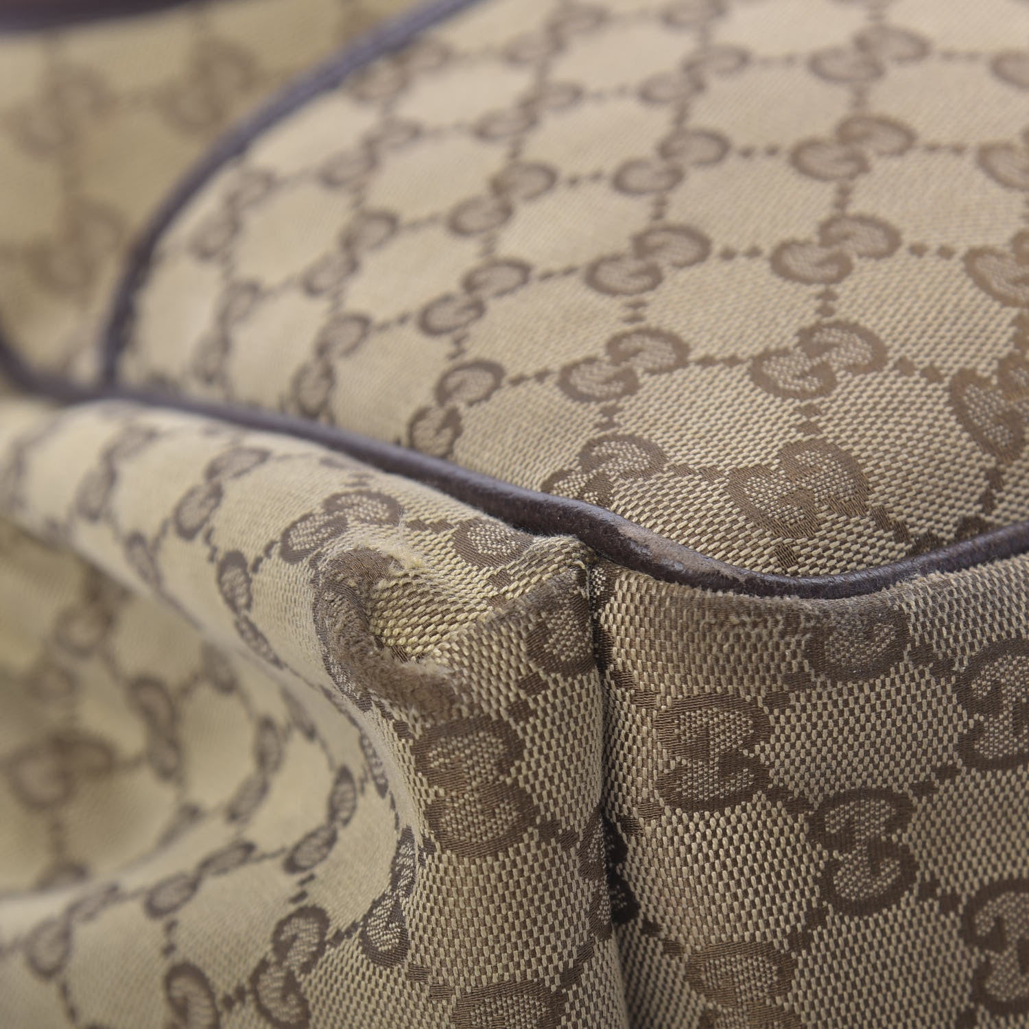 Gucci Monogram Natural Pigskin Large Diaper Bag Beige Ebony Cocoa Dark Chocolate 21 of 23