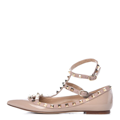 Valentino Garavani Patent Rockstud Cage Ballerina Flats 35 Poudre 1 of 12