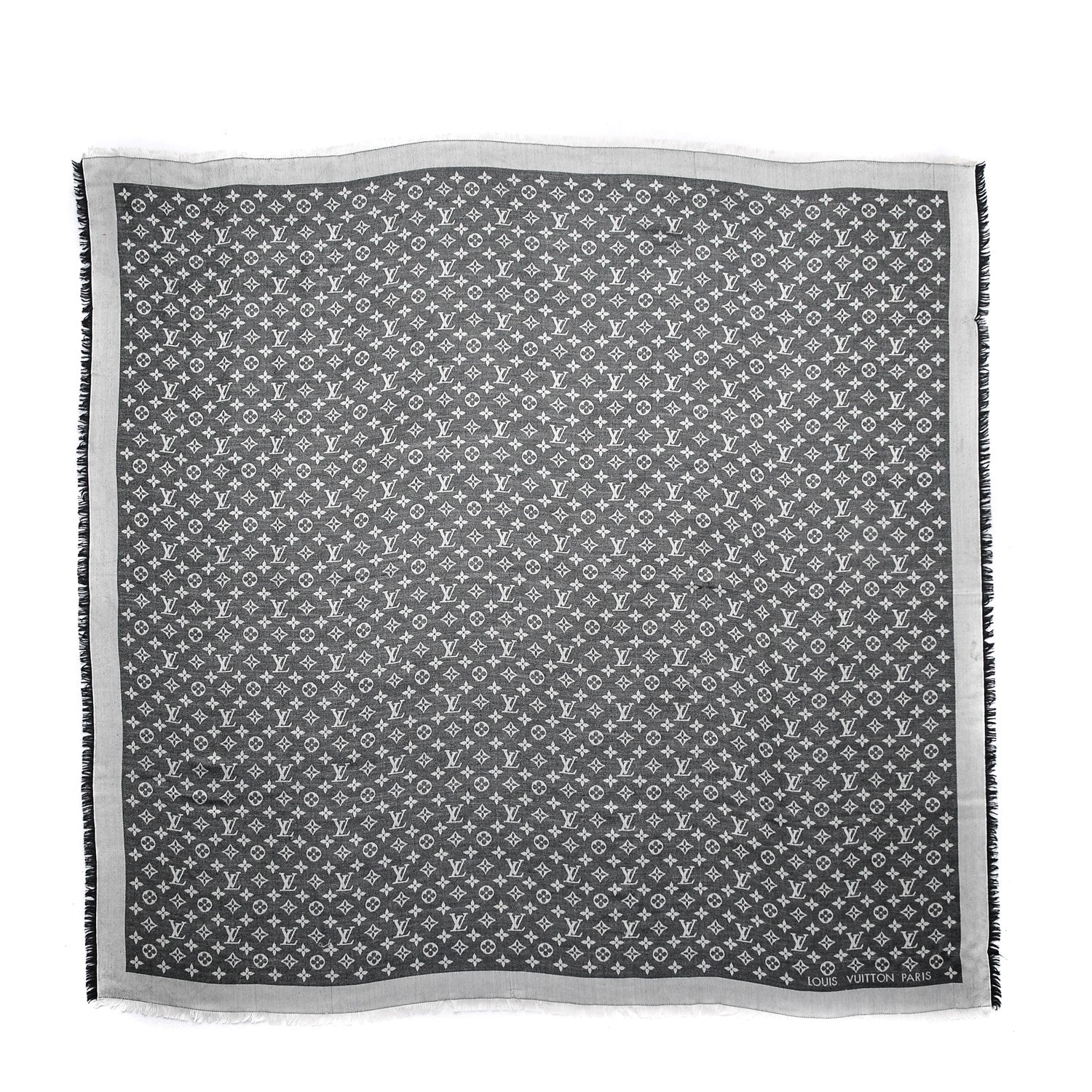 Louis Vuitton Silk Wool Monogram Denim Shawl Black 1 of 6