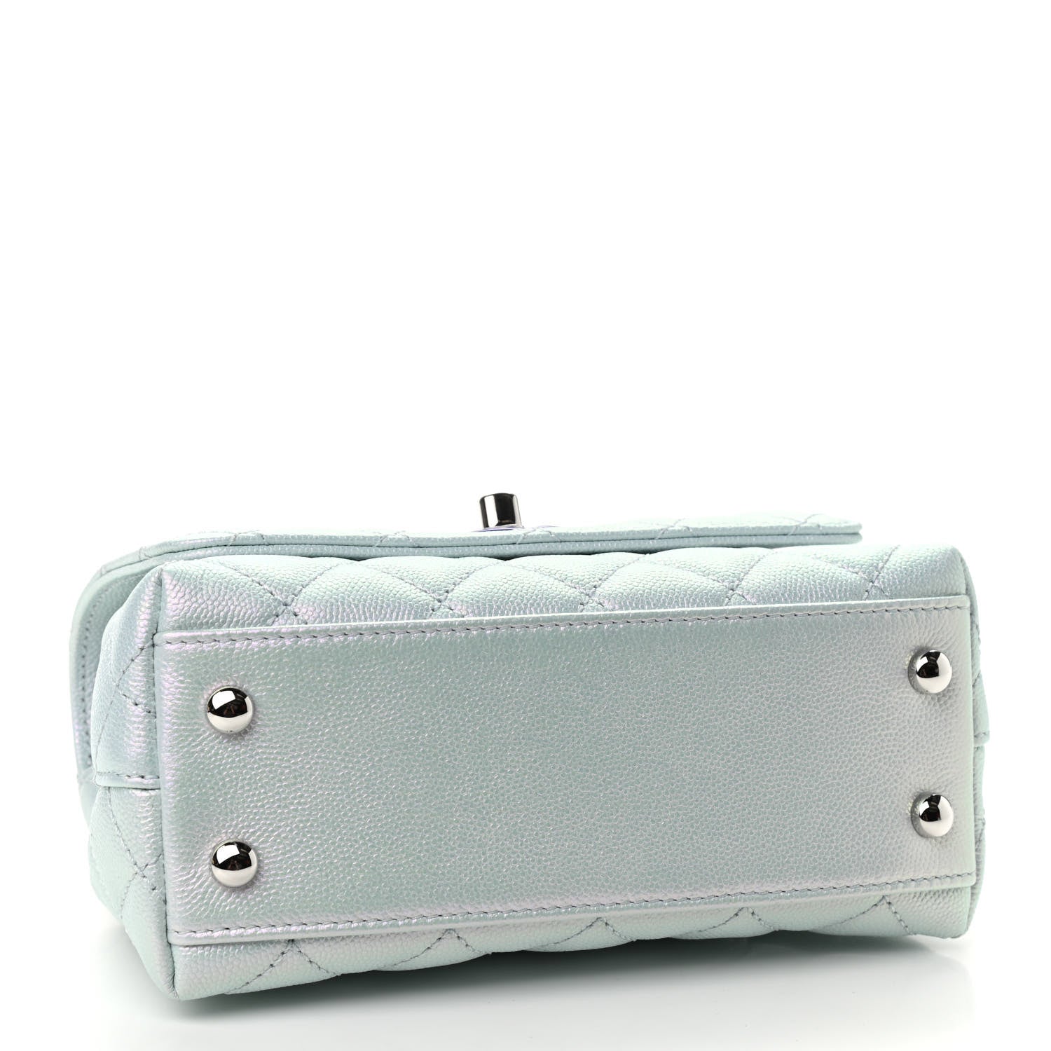 Chanel Iridescent Caviar Quilted Extra Mini Coco Handle Flap Light Blue 3 of 8