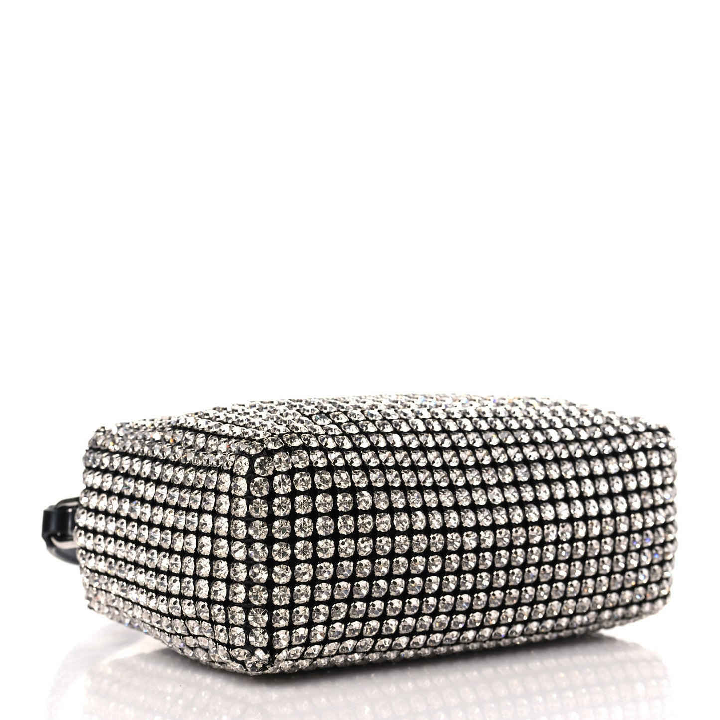 Mesh Crystal Rhinestone Mini Heiress Pouch Black Silver