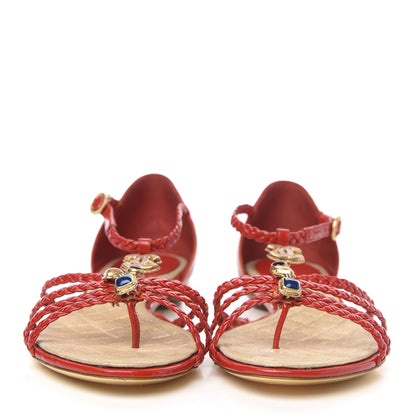 Chanel Patent Rope CC Sandal 36.5 Red 2 of 9
