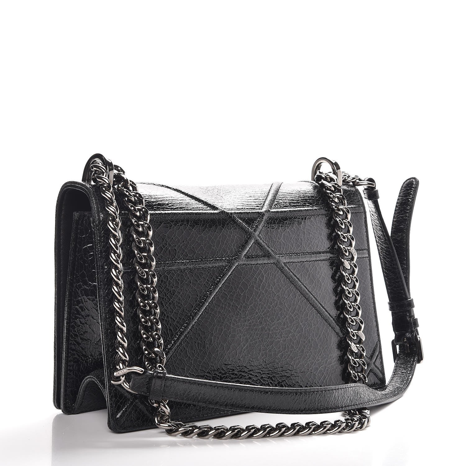 Christian Dior Crackled Deerskin Medium Diorama Flap Bag Black 3 of 11