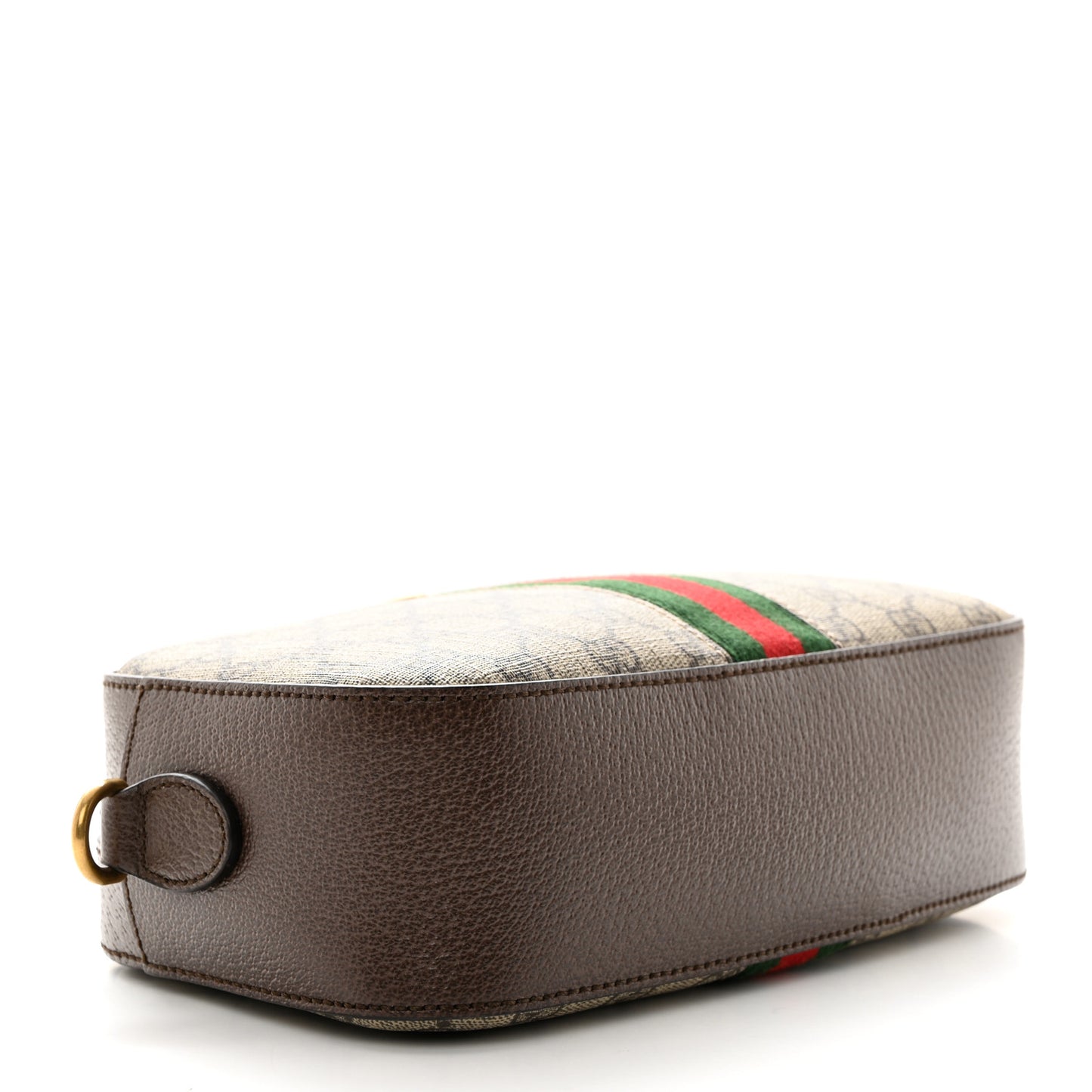 GG Supreme Monogram Textured Dollar Calfskin Web Ophidia Wristlet Shoulder Bag Beige Ebony New Acero