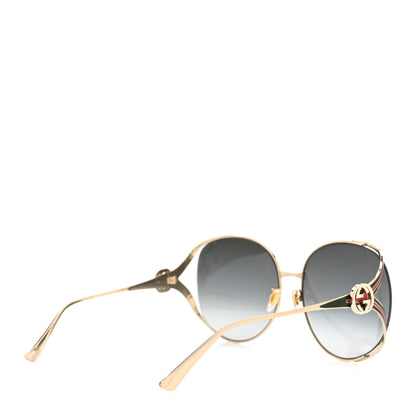 Gucci Metal Oversized Round Frame GG0225S Sunglasses Gold 4 of 6