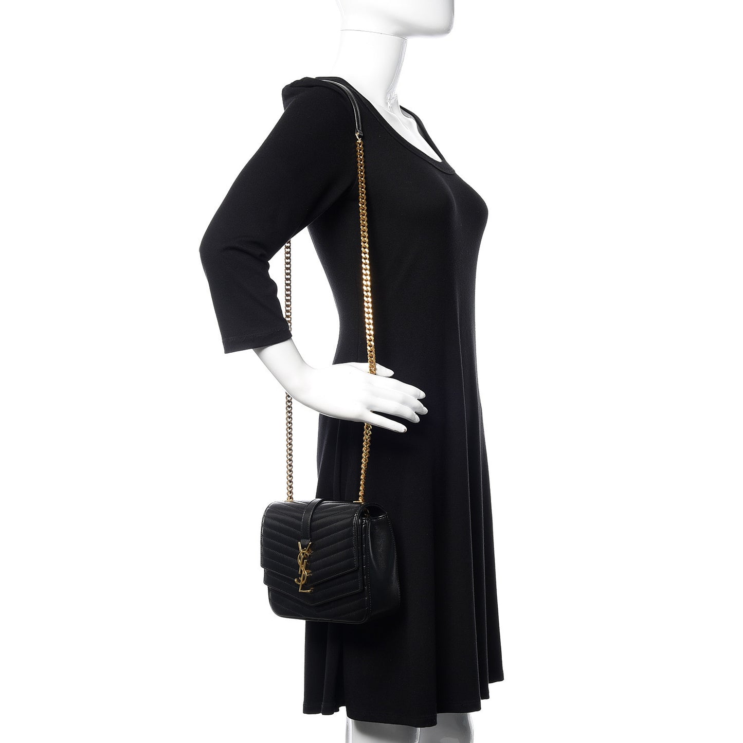 Lambskin Matelasse Chevron Monogram Small Sulpice Bag Black