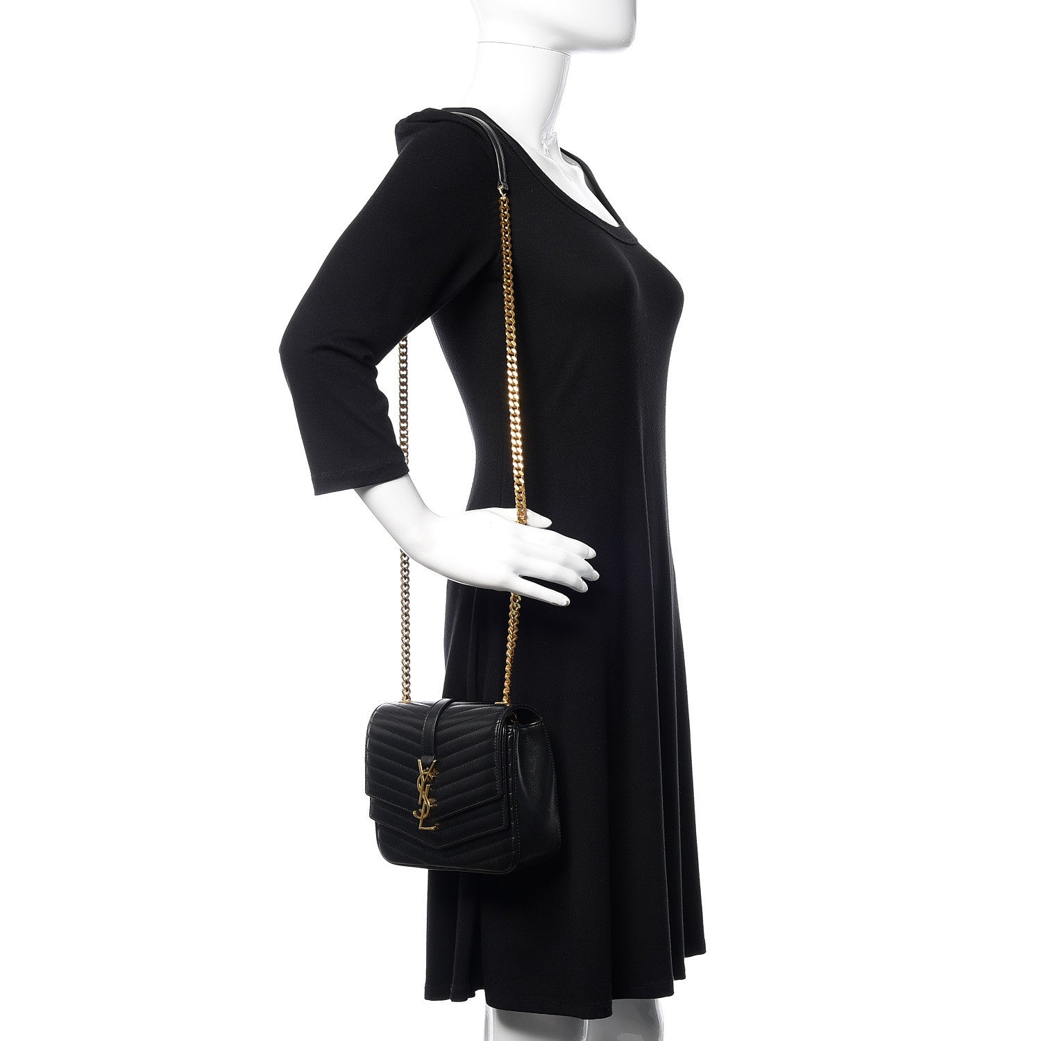 Saint Laurent Lambskin Matelasse Chevron Monogram Small Sulpice Bag Black 2 of 12