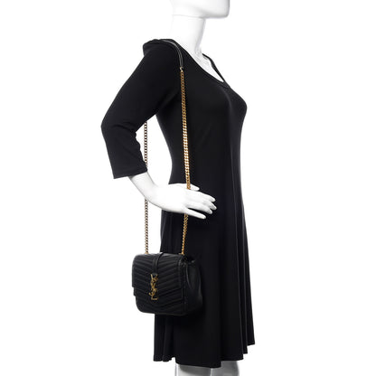 Saint Laurent Lambskin Matelasse Chevron Monogram Small Sulpice Bag Black 2 of 12