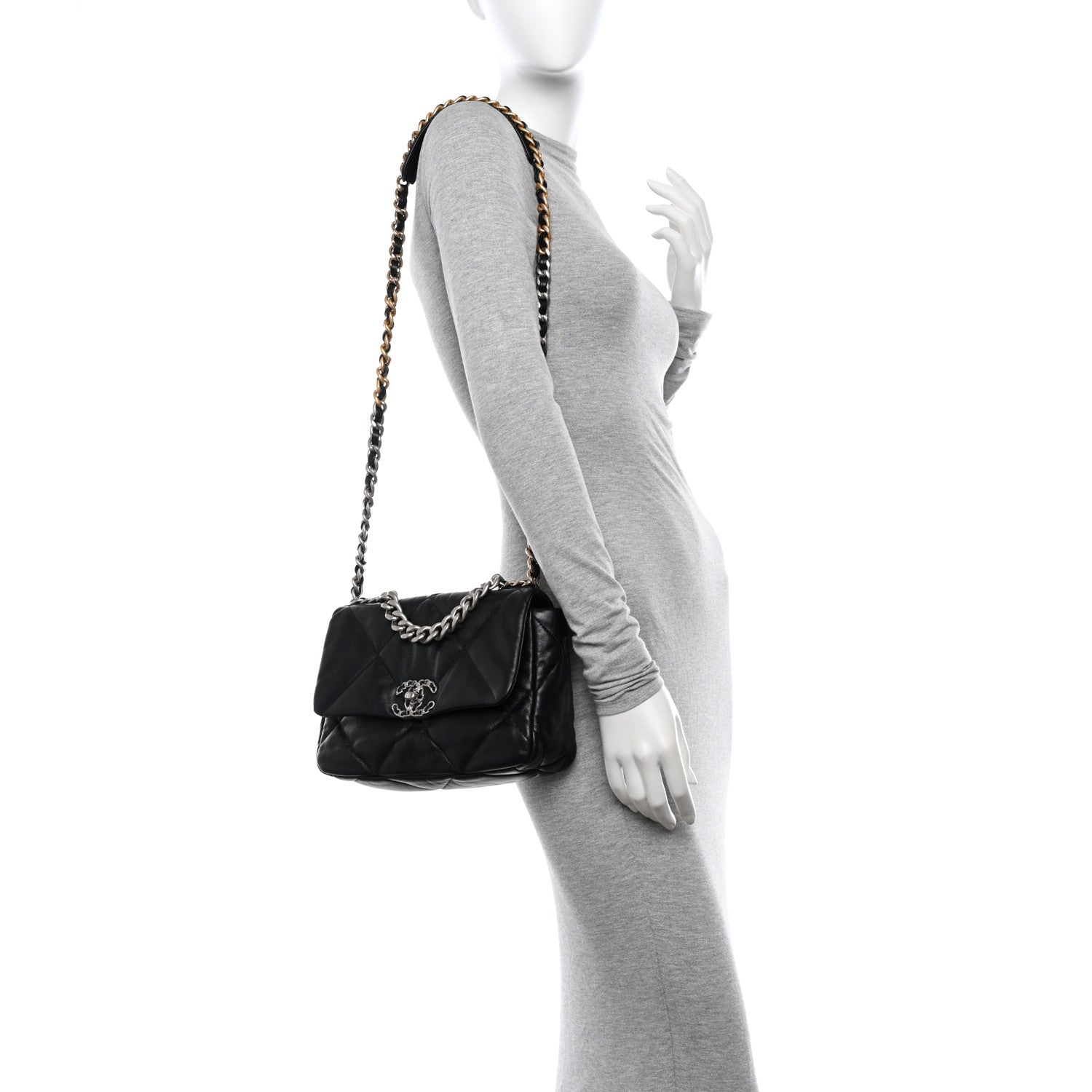 Chanel Goatskin Quilted Medium 19 Flap Black 2 of 10