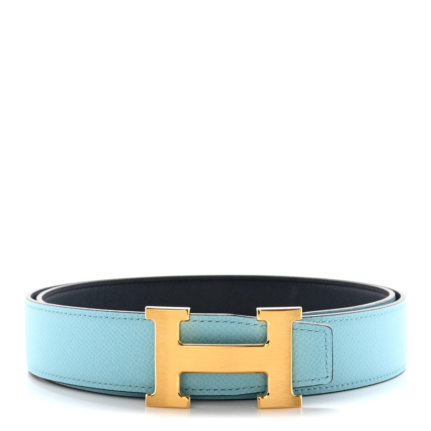 Hermes Epsom 32mm H Belt 90 36 Bleu Atoll Bleu Indigo 1 of 8
