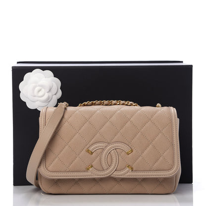 Chanel Caviar Quilted Small CC Filigree Flap Beige 11 of 11