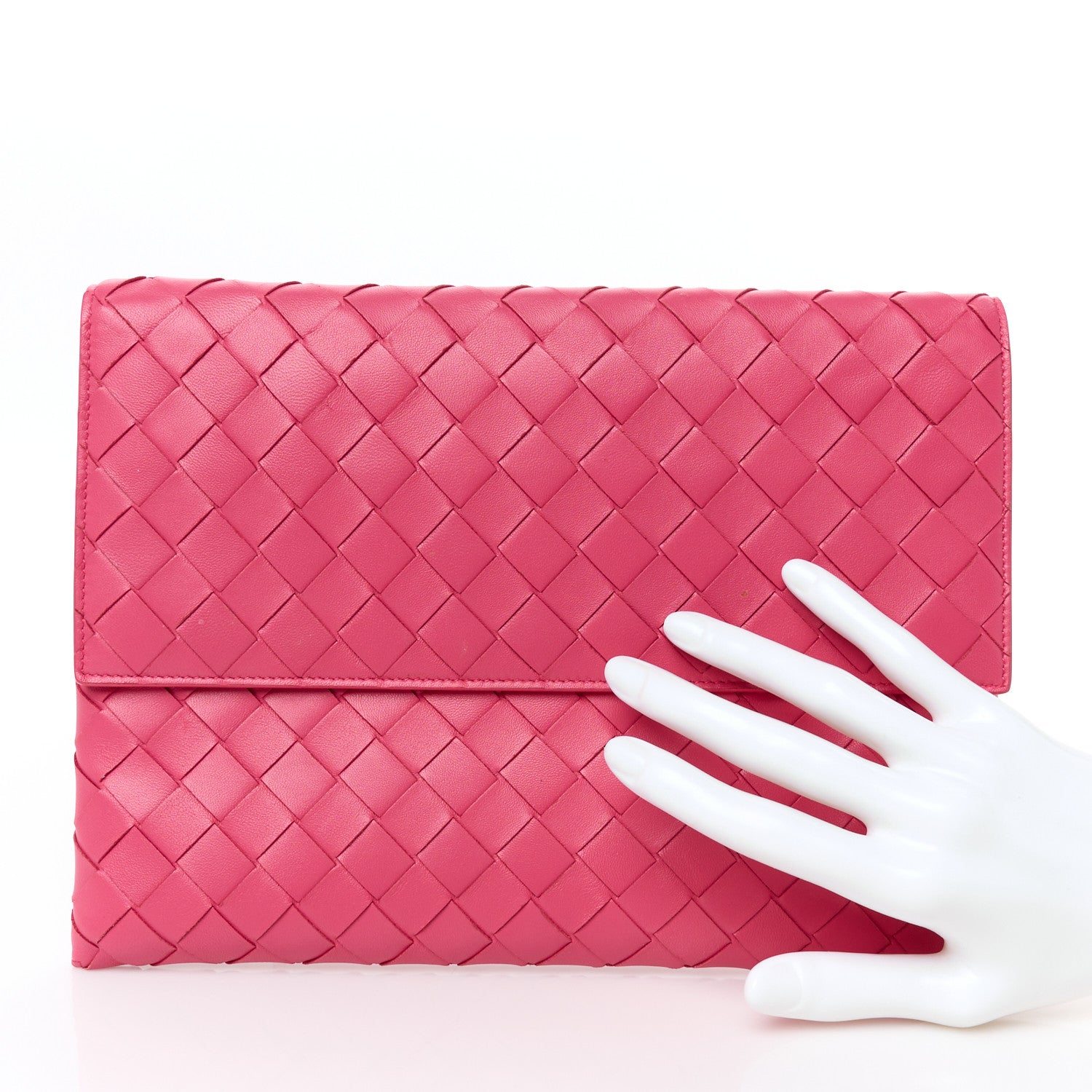 Bottega Veneta Nappa Intrecciato Flap Pouch Cranberry 2 of 8