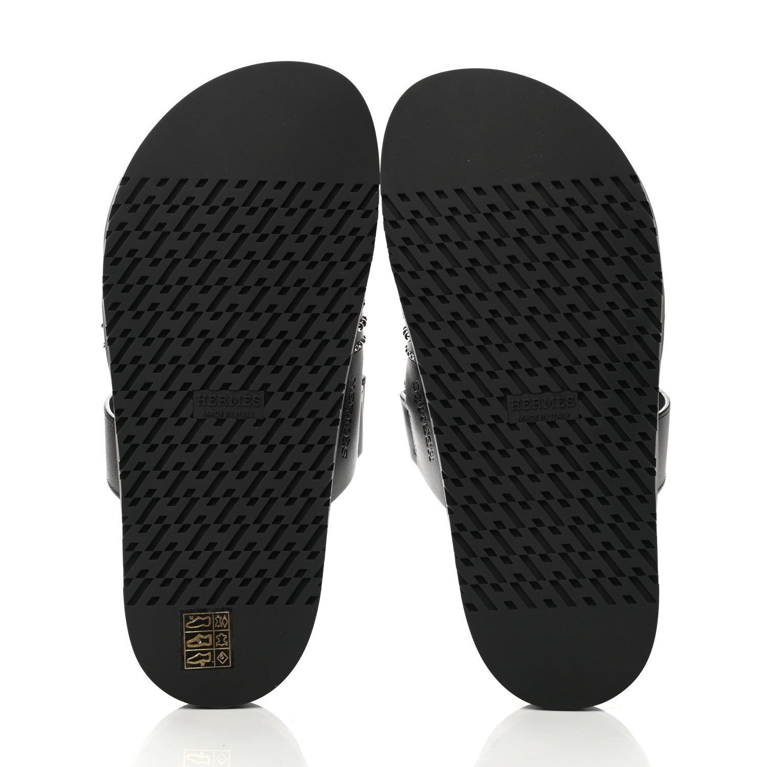 Hermes Mini Stud Calfskin Womens Chypre Sandals 37.5 Black 5 of 9