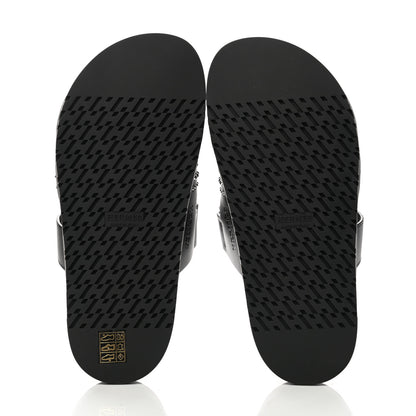 Hermes Mini Stud Calfskin Womens Chypre Sandals 37.5 Black 5 of 9