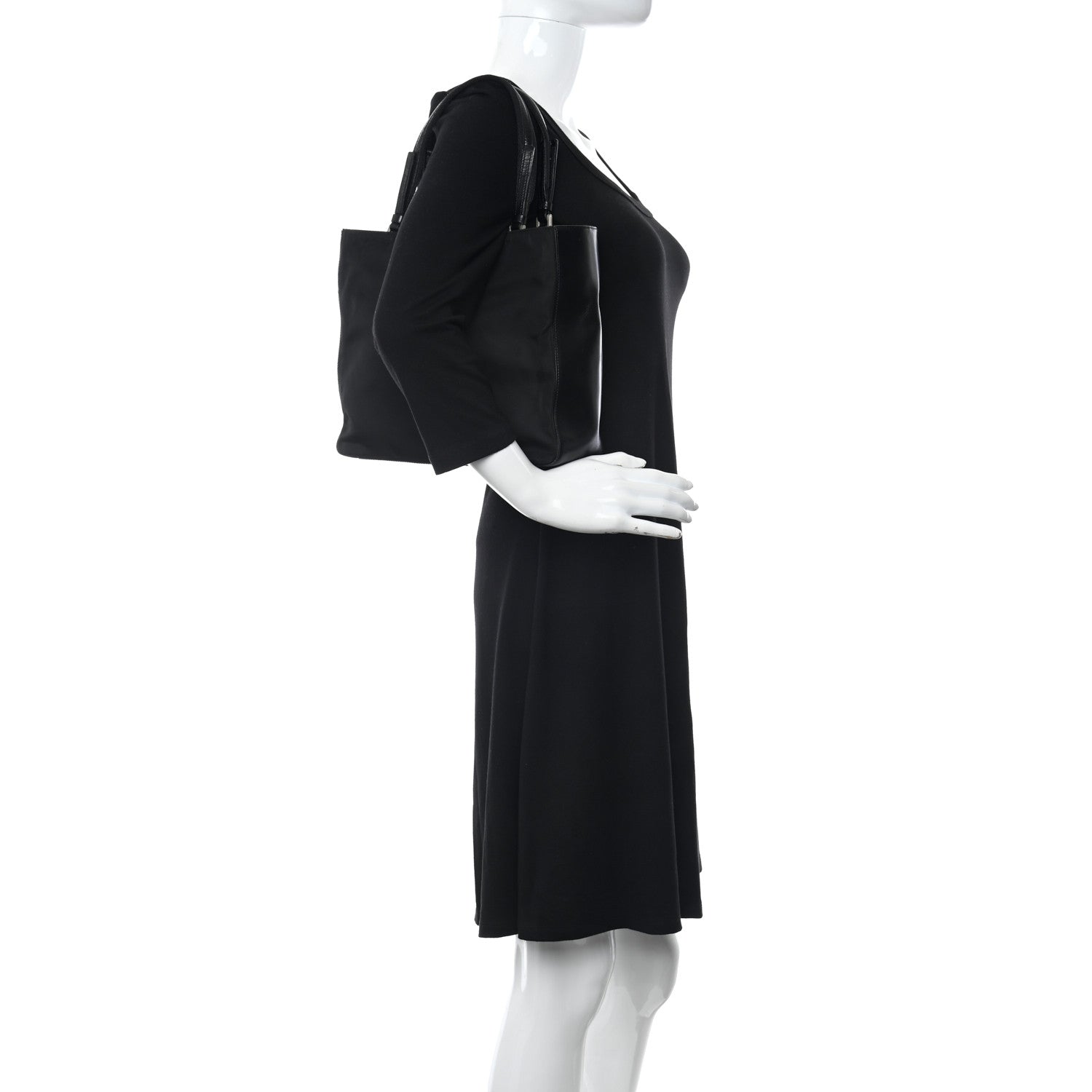 Prada Nylon Calfskin Tote Black 2 of 11