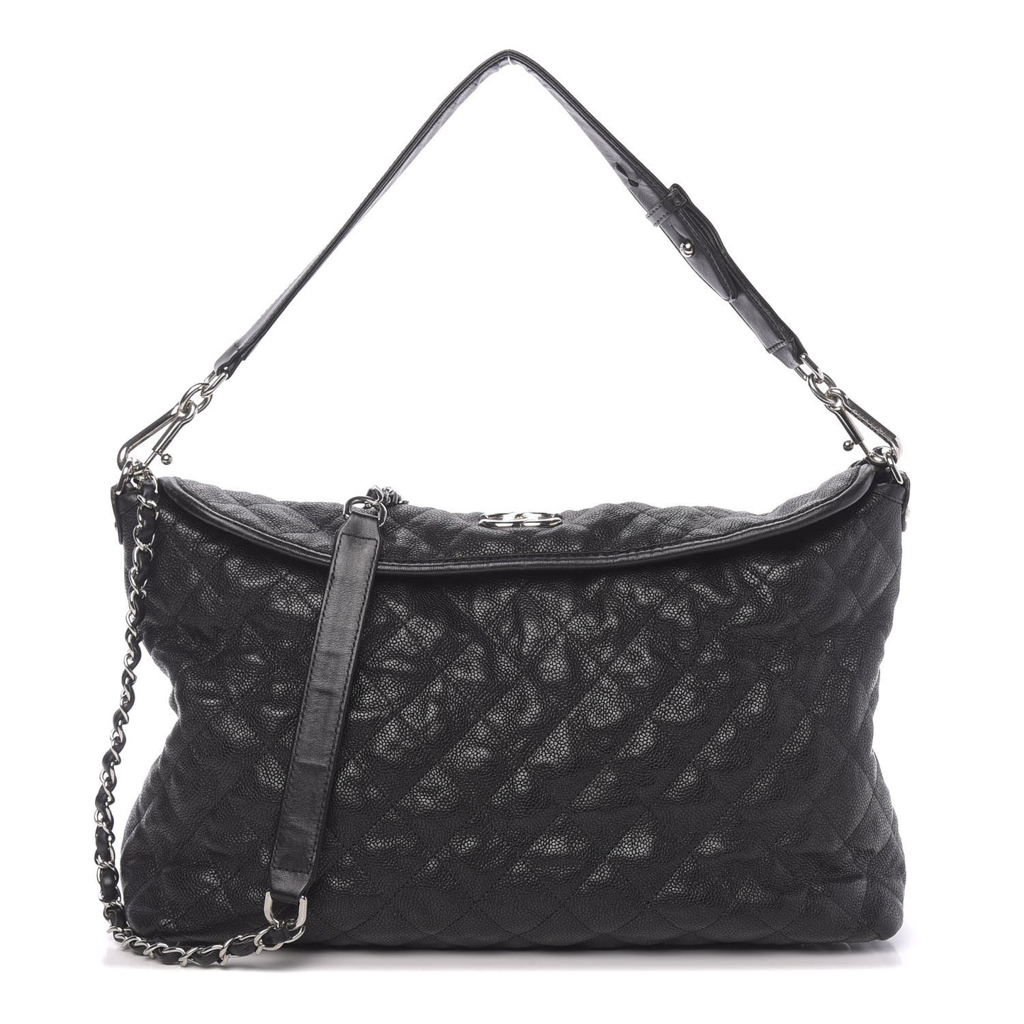 Caviar Quilted French Riviera Hobo Black