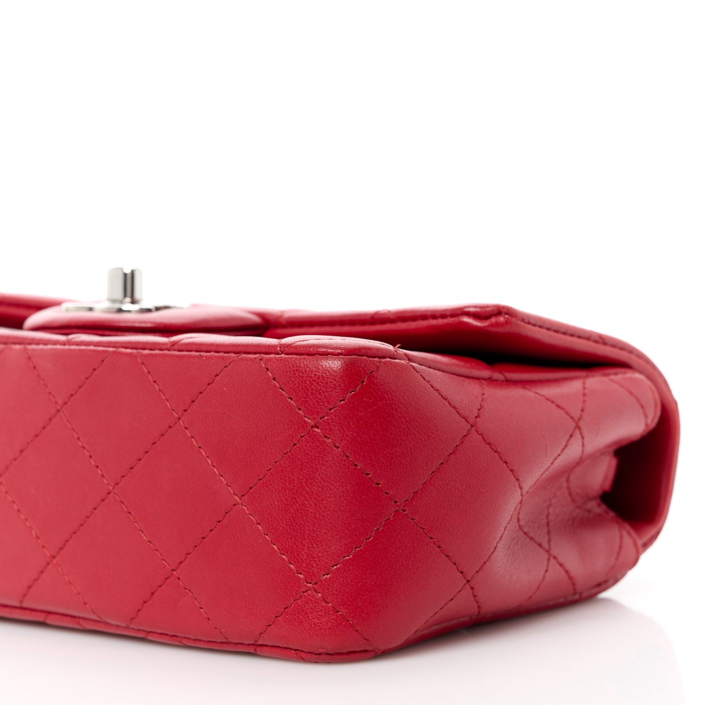 Lambskin Quilted Mini Rectangular Flap Red
