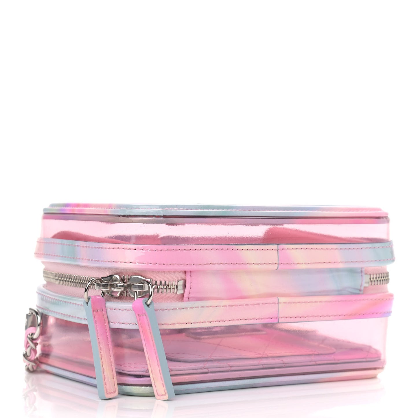 PVC Patent Calfskin Patent Lambskin Small CC Vanity Case Pink