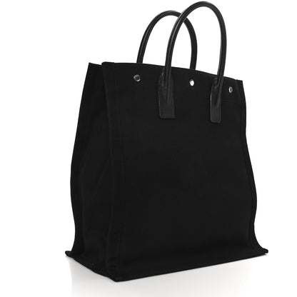 Saint Laurent Linen Calfskin Rive Gauche North South Tote Black 3 of 8