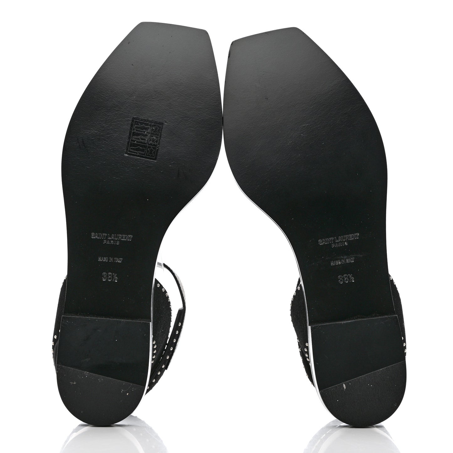 Suede Lizard Flat Sandals 38.5 Black