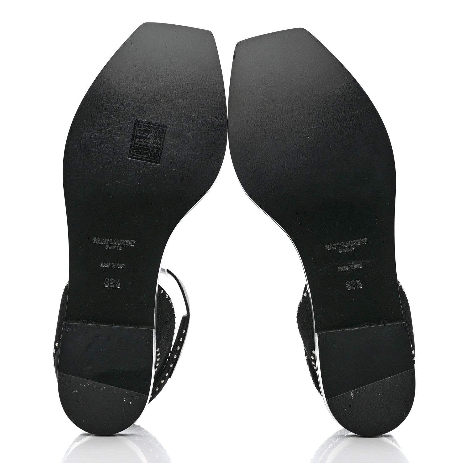 Saint Laurent Suede Lizard Flat Sandals 38.5 Black 5 of 10