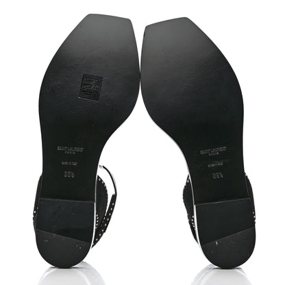 Saint Laurent Suede Lizard Flat Sandals 38.5 Black 5 of 10