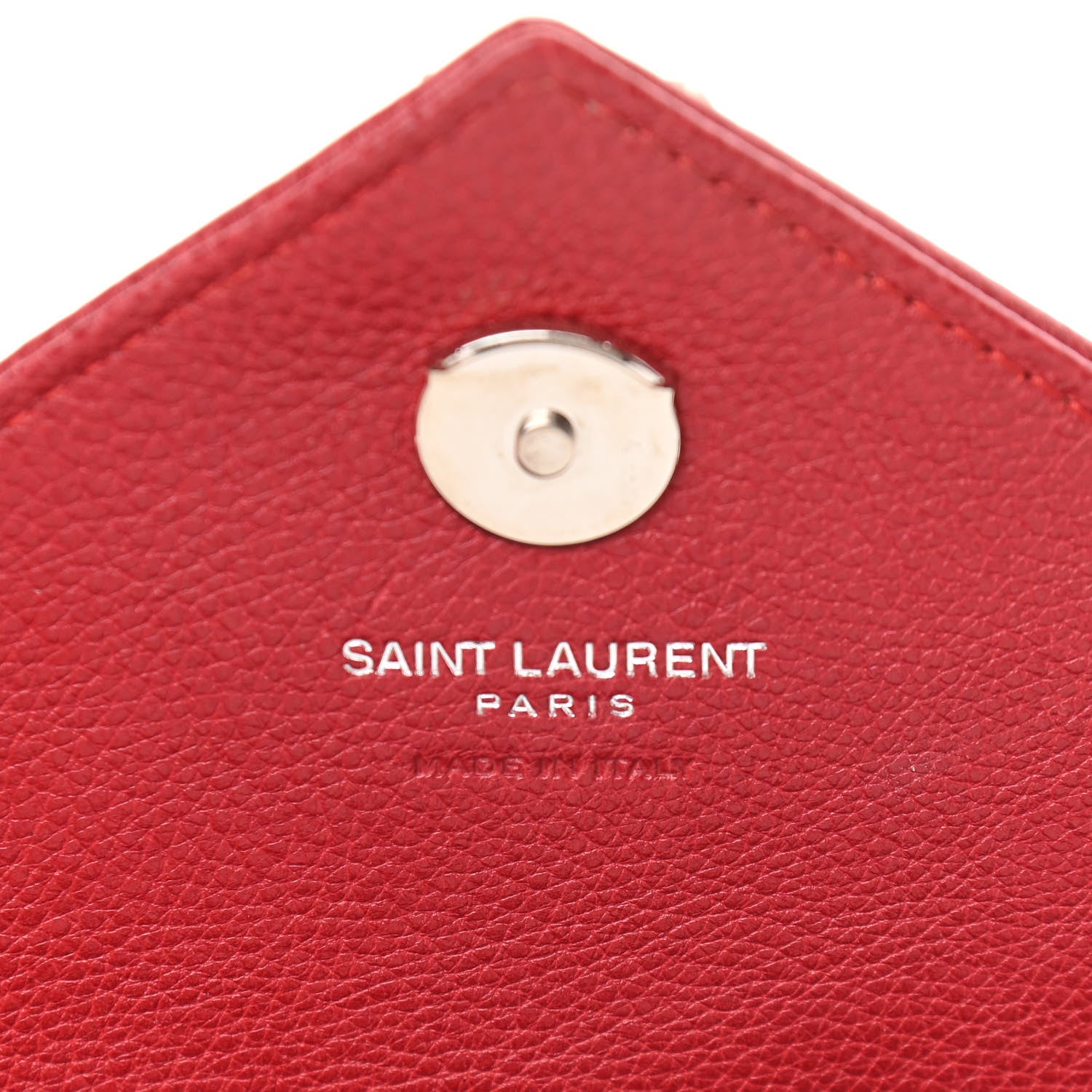 Saint Laurent Sheepskin Matelasse Chevron Monogram College Chain Wallet New Red 5 of 8