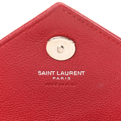 Saint Laurent Sheepskin Matelasse Chevron Monogram College Chain Wallet New Red 5 of 8