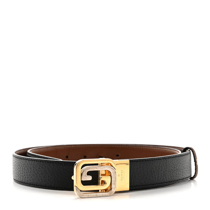 Gucci Textured Dollar Calfskin Ciny Calf Lux Squared Interlocking G 30mm Reversible Belt 105 42 Brown Black 2 of 7