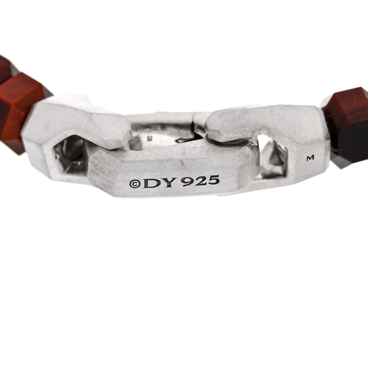 Sterling Silver Red Tiger's Eye Hex Bead Bracelet