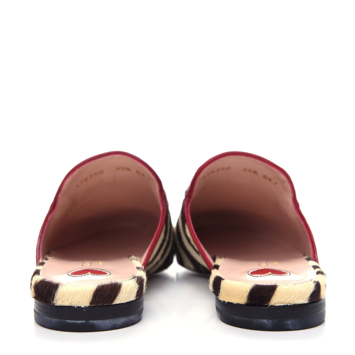 Gucci Calf Hair Tiger Print Womens Princetown Slippers 35.5 Natural Black Romantic Cherry 7 of 12