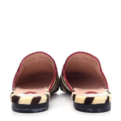 Gucci Calf Hair Tiger Print Womens Princetown Slippers 35.5 Natural Black Romantic Cherry 7 of 12