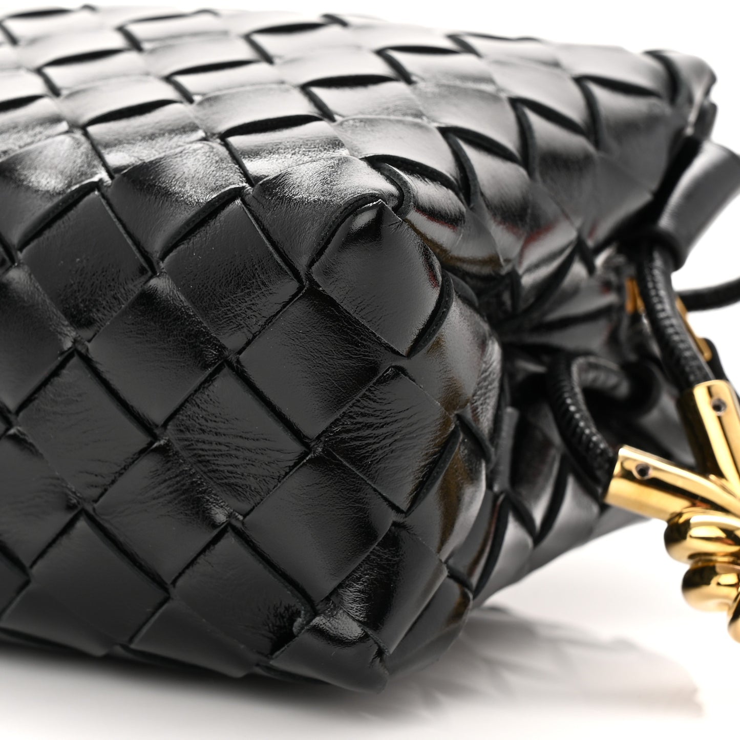Polished Nappa Intrecciato Knot Mini Loop Camera Bag Black