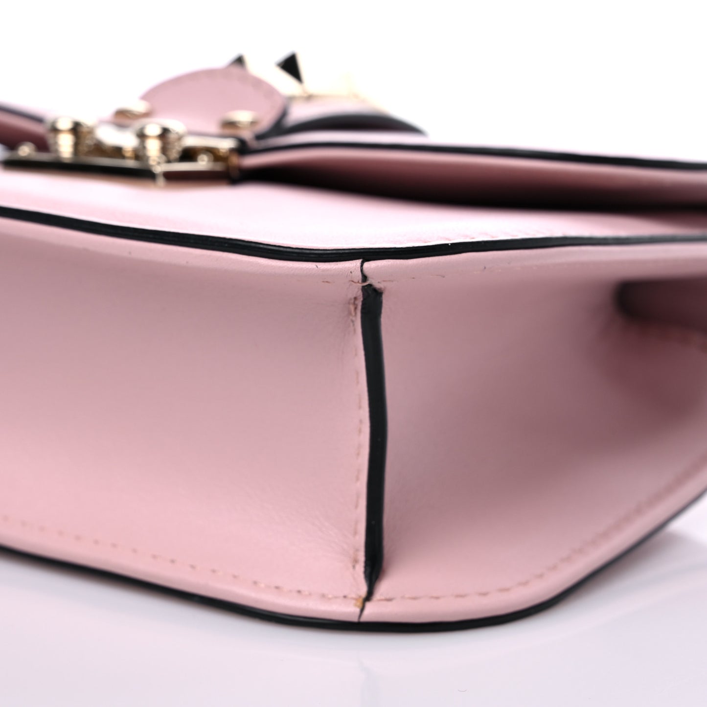 Vitello Small Glam Lock Rockstud Flap Water Rose