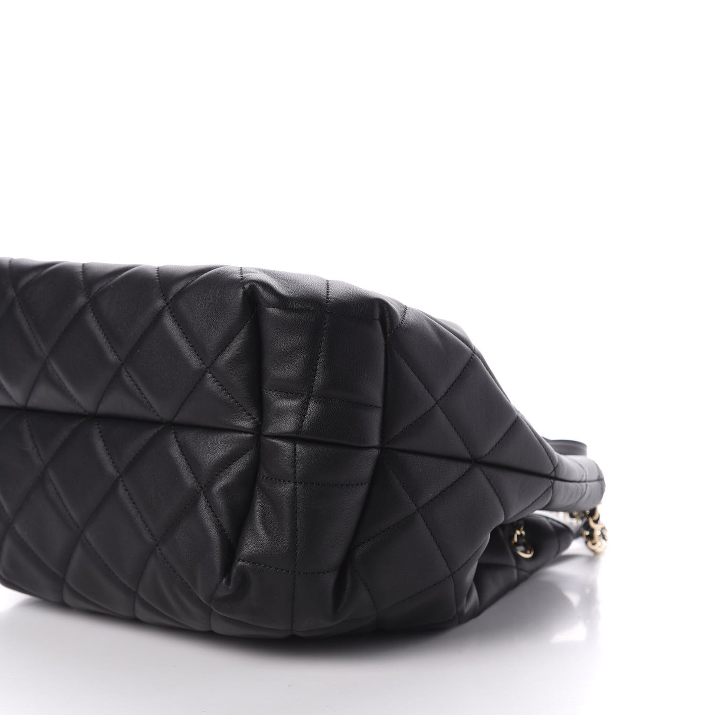 Lambskin Quilted CC Dweller Drawstring Tote Black