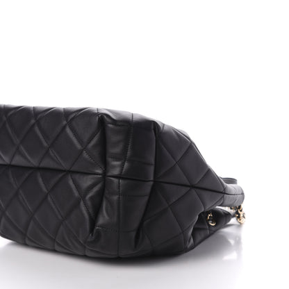 Chanel Lambskin Quilted CC Dweller Drawstring Tote Black 7 of 11