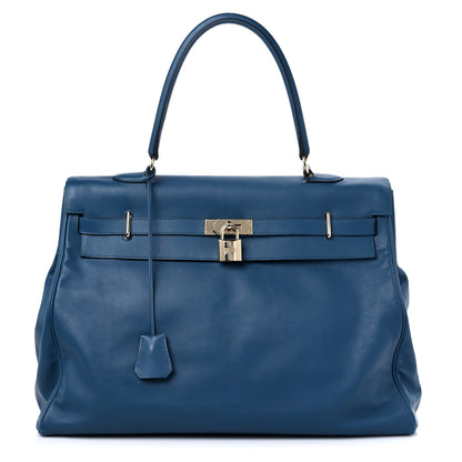 Hermes Veau Sikkim Kelly Relax 50 Bleu Thalassa 1 of 17
