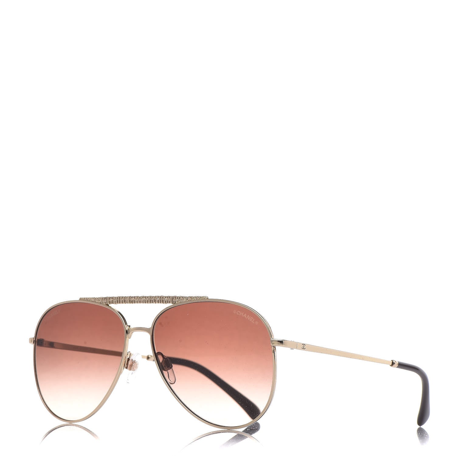 Chanel Aviator Metallic Pilot Sunglasses 4231 Gold 1 of 8