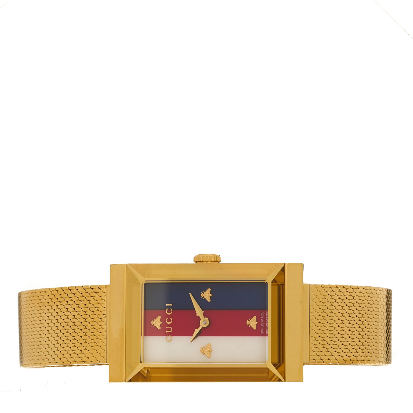 Stainless Steel 14mm Web G-Frame Quartz Watch Gold