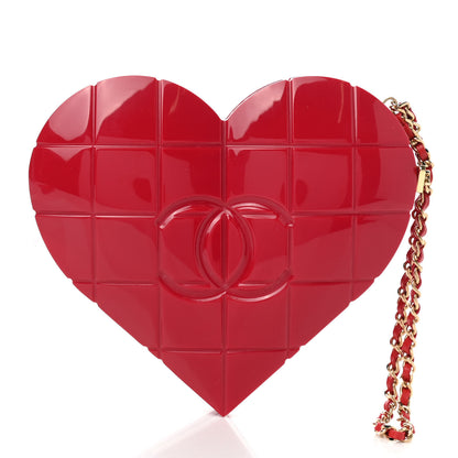 Chanel Plexiglass Heart Minaudiere Clutch Red 1 of 7