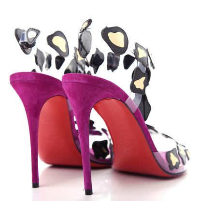 Christian Louboutin Patent PVC Parsemis 100 T-Strap Sandals 38.5 Purple Gold Black 4 of 10