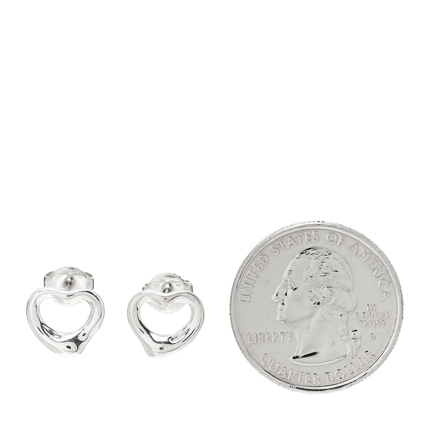 Tiffany Sterling Silver 11mm Elsa Peretti Open Heart Earrings 2 of 4