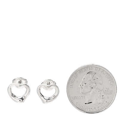 Tiffany Sterling Silver 11mm Elsa Peretti Open Heart Earrings 2 of 4