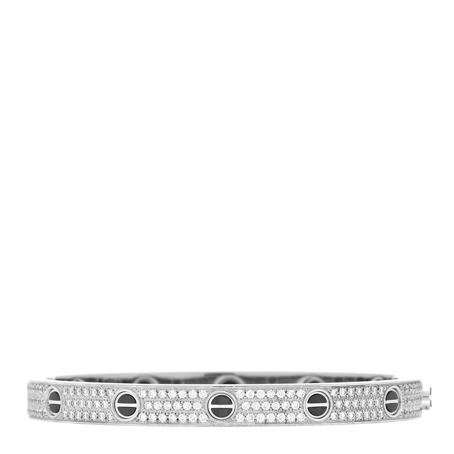 18K White Gold Diamond Ceramic LOVE Paved Bracelet 18