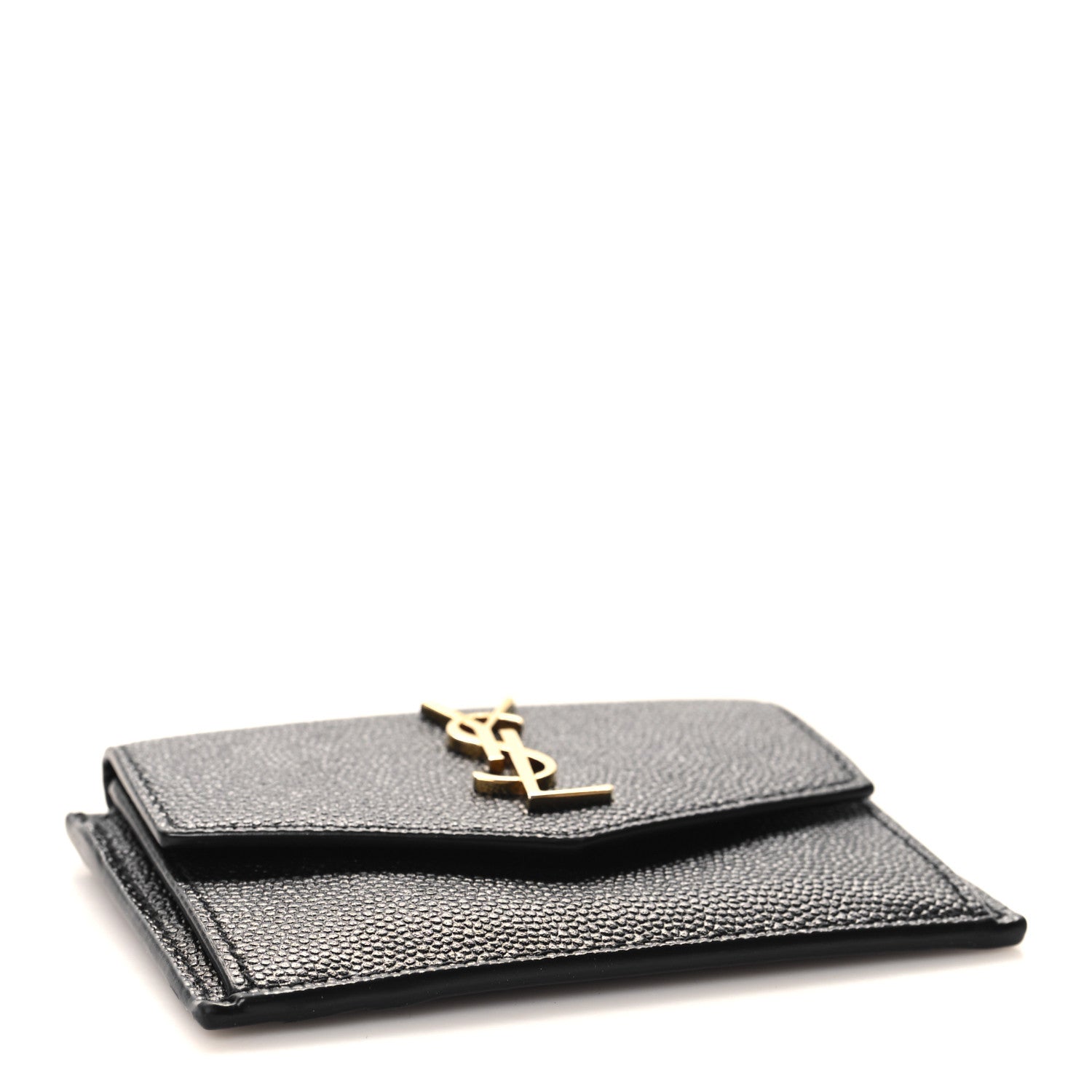 Saint Laurent Grain De Poudre Uptown Monogram Card Case Black 4 of 7