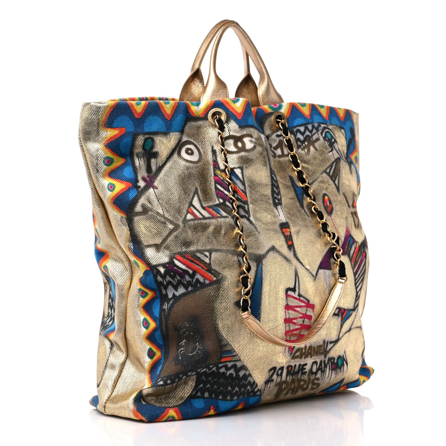 Graffiti Printed Canvas Street Spirit Tote Multicolor