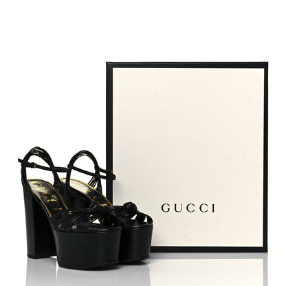 Gucci Malaga Kid Crawford Knotted Strap Platform Sandals 39 Black 8 of 8
