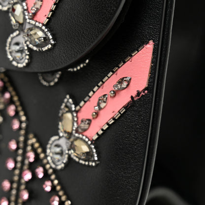 Valentino Garavani Vitello Crystal Loveblade Embellished Medium Glam Lock Rockstud Flap Black 10 of 10