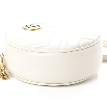 Gucci Calfskin Matelasse Mini GG Marmont Round Shoulder Bag White 6 of 7